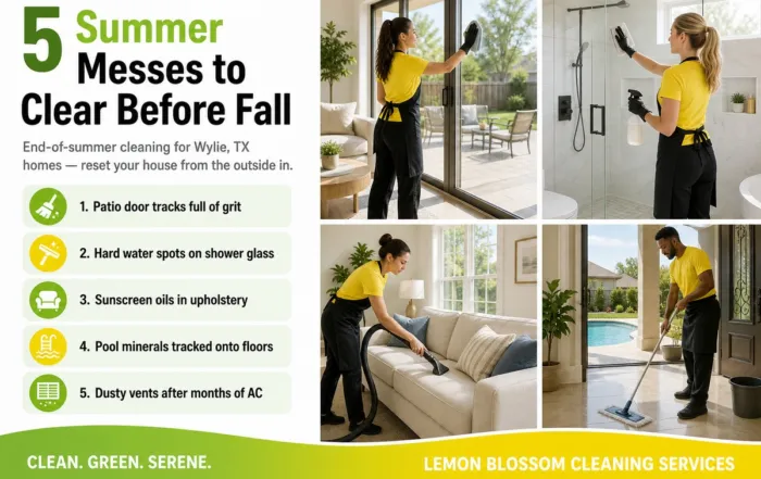 End-of-summer cleaning for Wylie TX homes - 5 summer messes to clear before fall - Lemon Blossom Cleaning Services