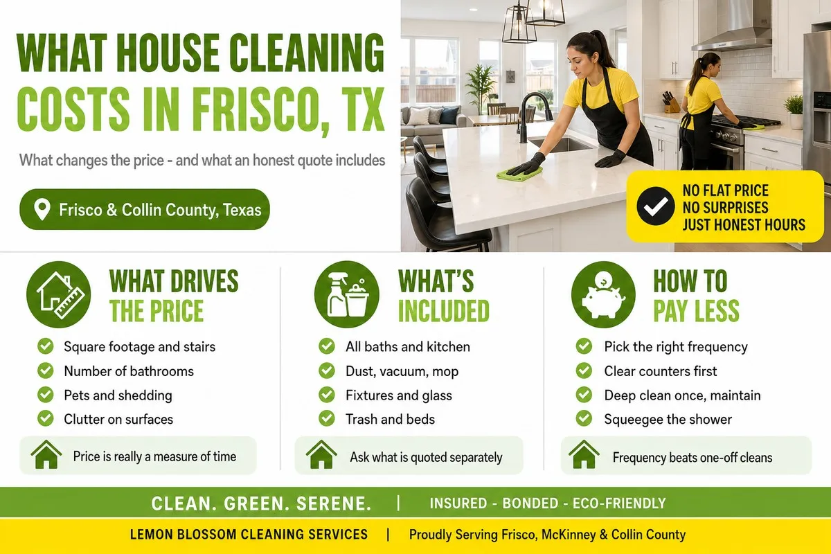 What house cleaning costs in Frisco TX - Lemon Blossom Cleaning Services